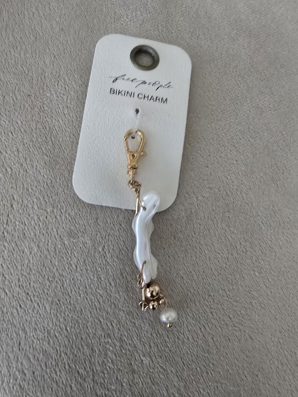 Free People Gold-tone & White Pearl Drop Bikini Charm